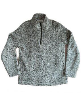 Women's Cozy Sherpa Quarter-Zip Pullover in Brown/White - Size Medium